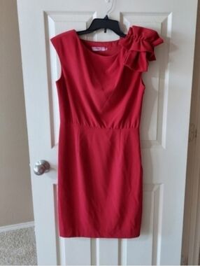 Women's Red Dress With Shoulder Bow SZ 8